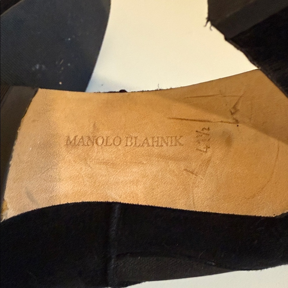 Manolo Blahnik Black Suede Ankle Boots - Picture 2 of 3